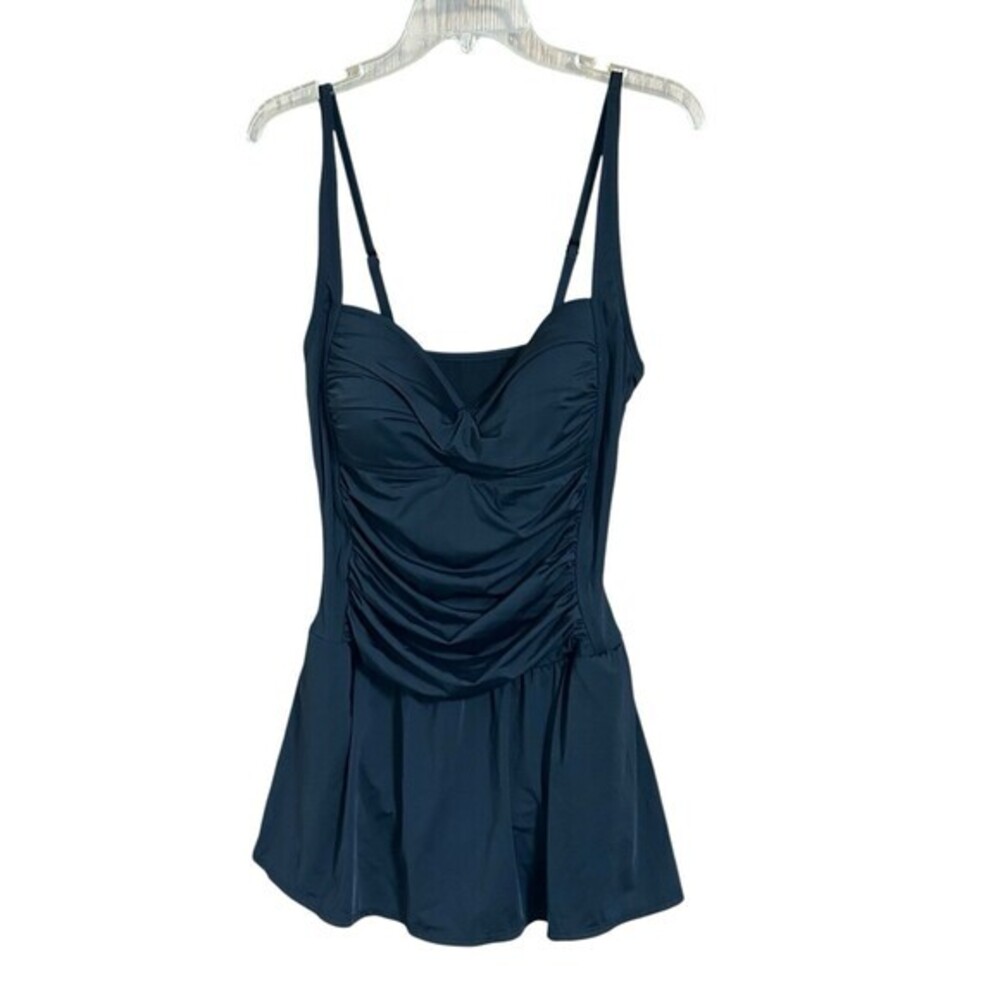 Womens One Piece Swimsuit‎ Rose Marie Reid Black Modest Skirt Ruche Sz XL